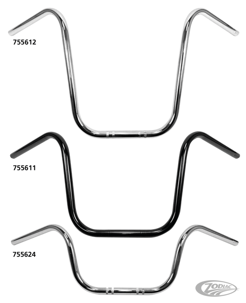 7/8"Handlebar ApeHanger 15" BLK no dimpl For Harley-Davidson