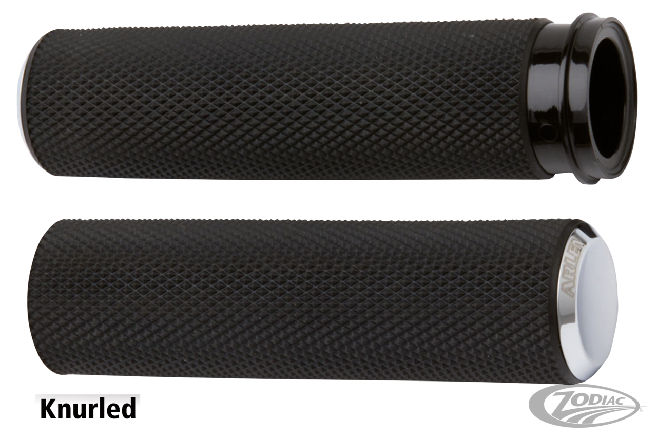 KNURLED RUBBER GRIPS, CBL , CHR For Harley-Davidson
