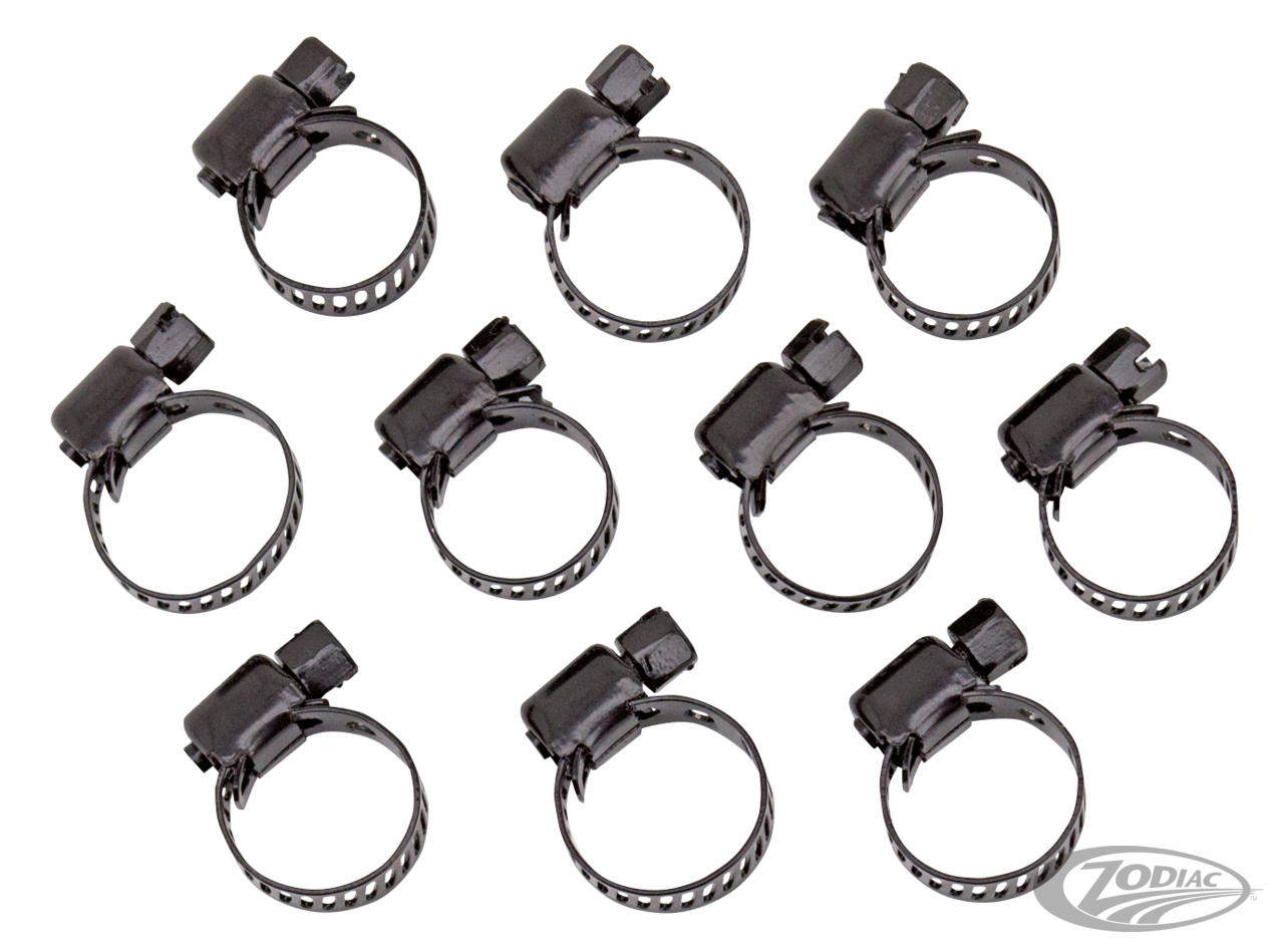 10pck Jagg black 5/8" hose clamps For Harley-Davidson