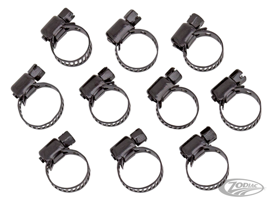 10pck Jagg black 5/8" hose clamps For Harley-Davidson