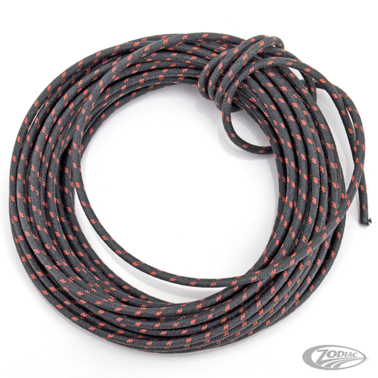 cotton wire, black with red tracer, 25Ft For Harley-Davidson