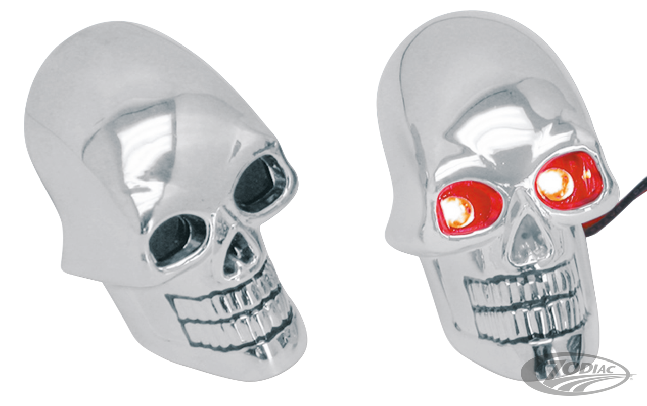 GZP 2" Chrome skull marker lamps w/LED b For Harley-Davidson