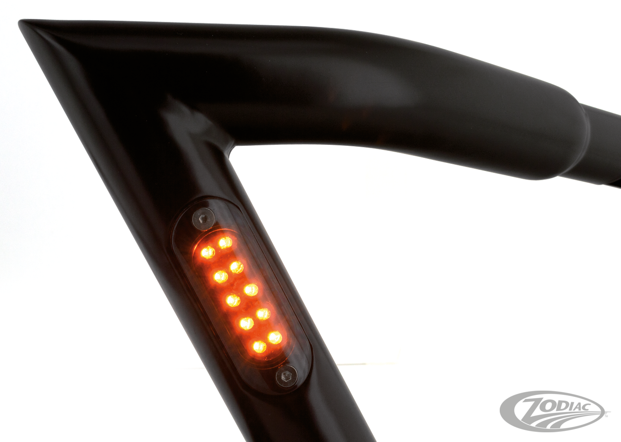 GZP Matt Blk Z-bar 6"rise TBW smoke LED For Harley-Davidson