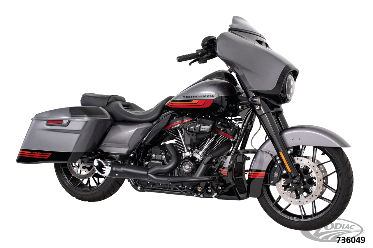 2-1 TURNOUT BLK/CHR FLH/T17-UP For Harley-Davidson