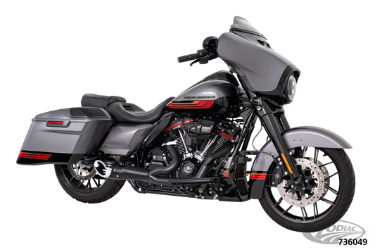 2-1 TURNOUT BLK/CHR FLH/T17-UP For Harley-Davidson