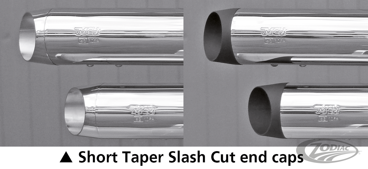 Tapered/slash ENDCAPS F/ 80mm MFFLR blk For Harley-Davidson