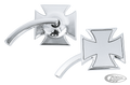 Billet Maltese Cross mirror left polish For Harley-Davidson