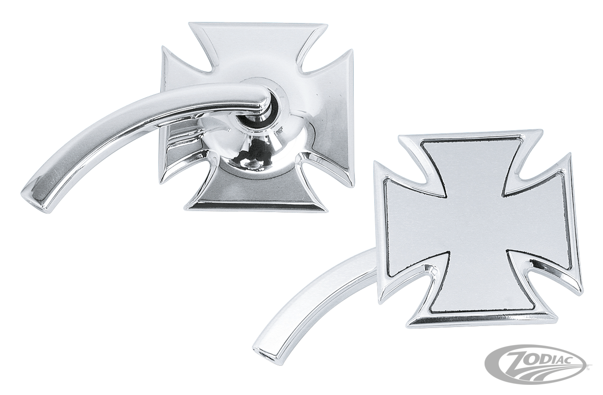 Billet Maltese Cross mirror left polish For Harley-Davidson