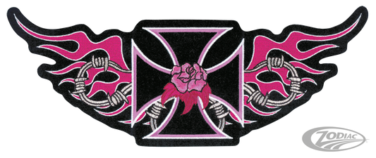 Pink Iron Cross patch 12.25"x5" For Harley-Davidson