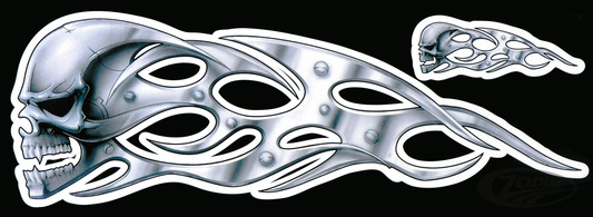 Chrome Skull Left decal 16.31"x5.37" For Harley-Davidson