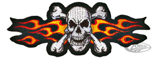 Yellow Flame Skull Mini Patch For Harley-Davidson