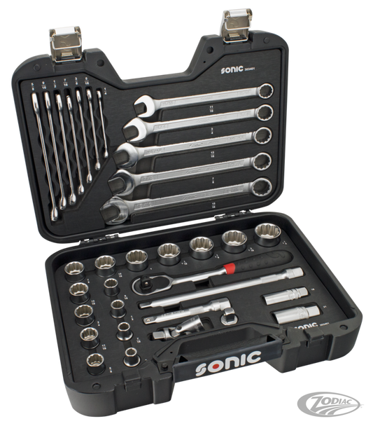 Sonic 34pc 1/2" dr socket/wrench set SAE For Harley-Davidson