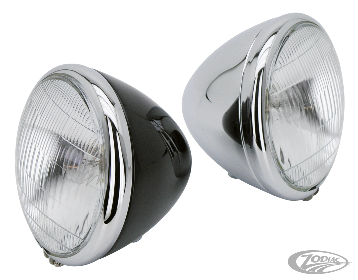 GZP Springer headlight 12V complete Chro For Harley-Davidson