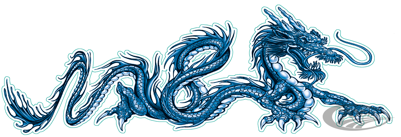 Blue dragon right decal 2.69"x8" For Harley-Davidson