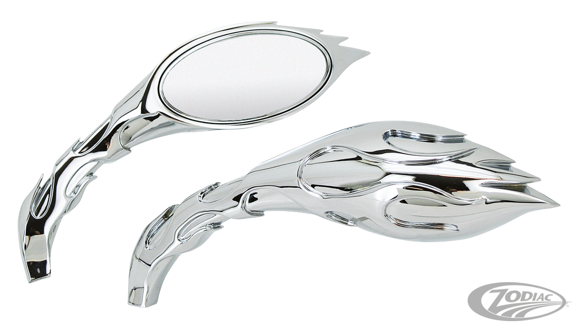 GZP Chrome Magma Flames mirror set For Harley-Davidson