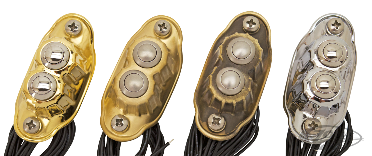 K-Tech Deluxe 2 button switch brass raw For Harley-Davidson