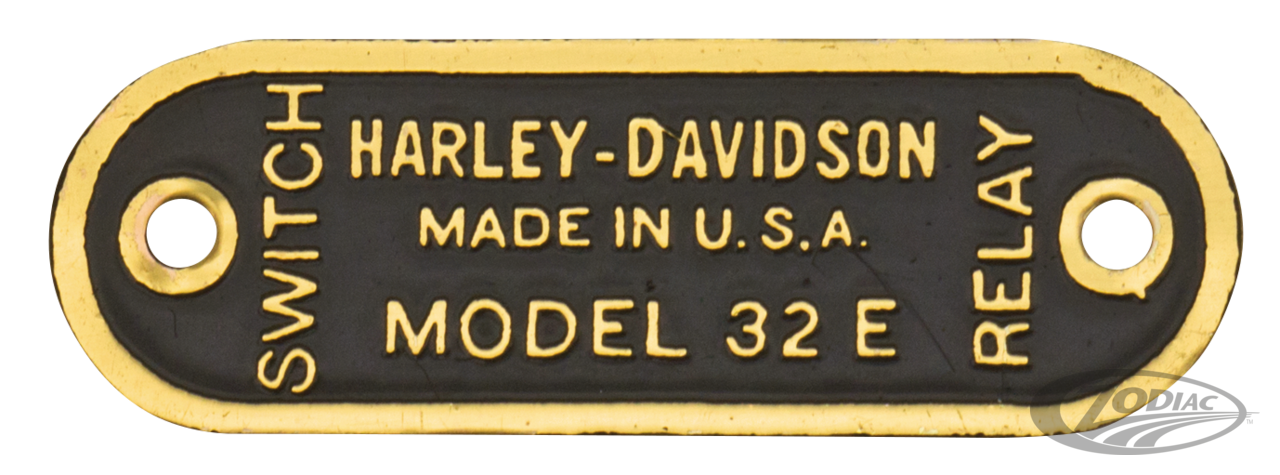 Name plate relay-switch brass 32E genera For Harley-Davidson