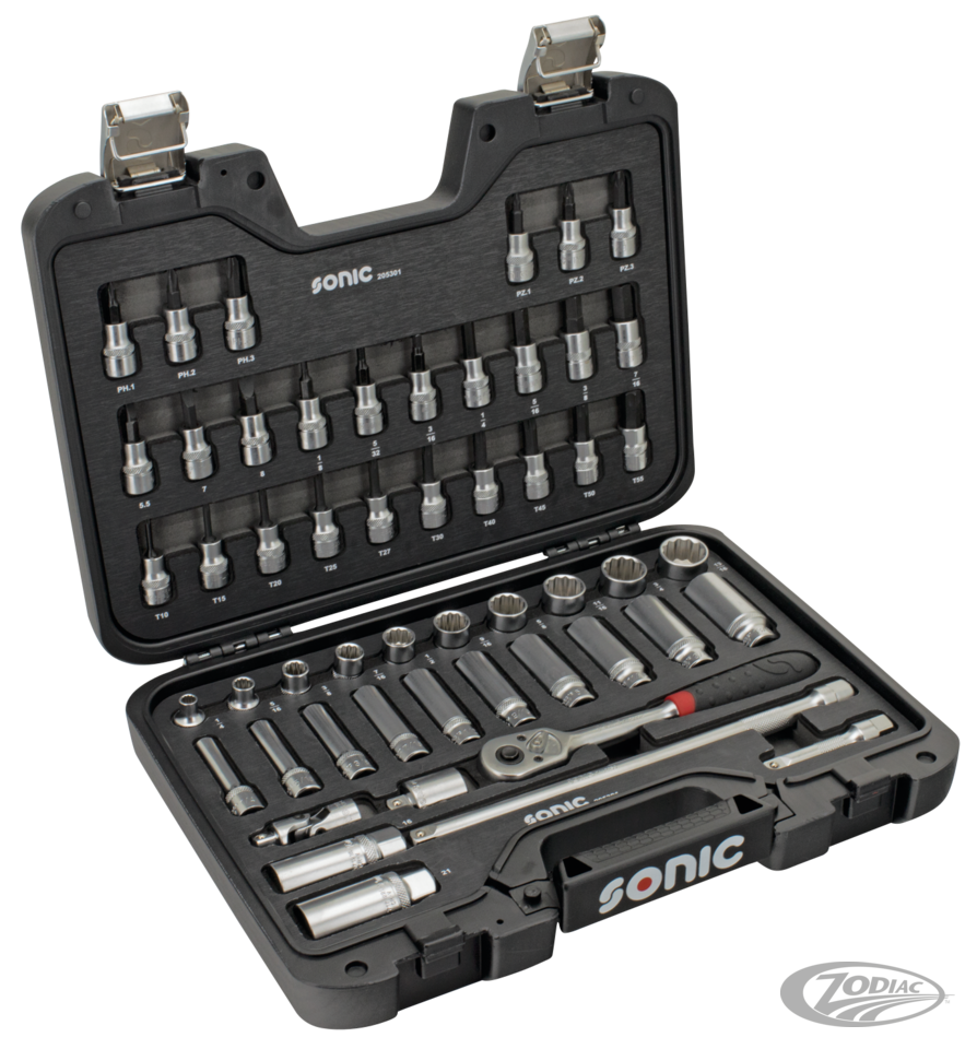 Sonic 53pc 3/8" drive socket set SAE For Harley-Davidson