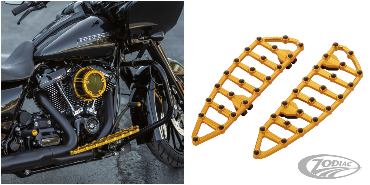 Ness MX Billet Floorboards - Gold For Harley-Davidson