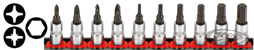 1/4" Socketbitset Metric 10Pc on rail For Harley-Davidson