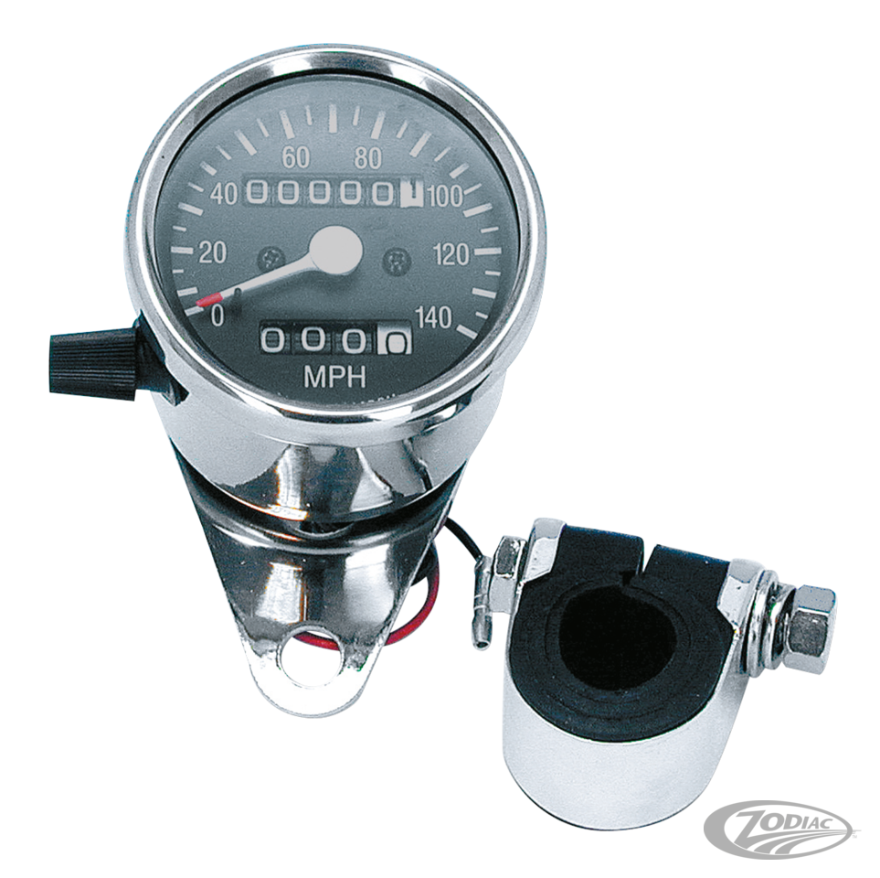 GZP Mini Speedo MPH w/trip meter + clamp For Harley-Davidson