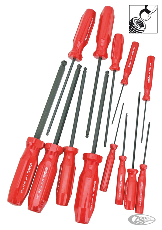 Eklind 13 piece Inch Ball driver set Hex For Harley-Davidson