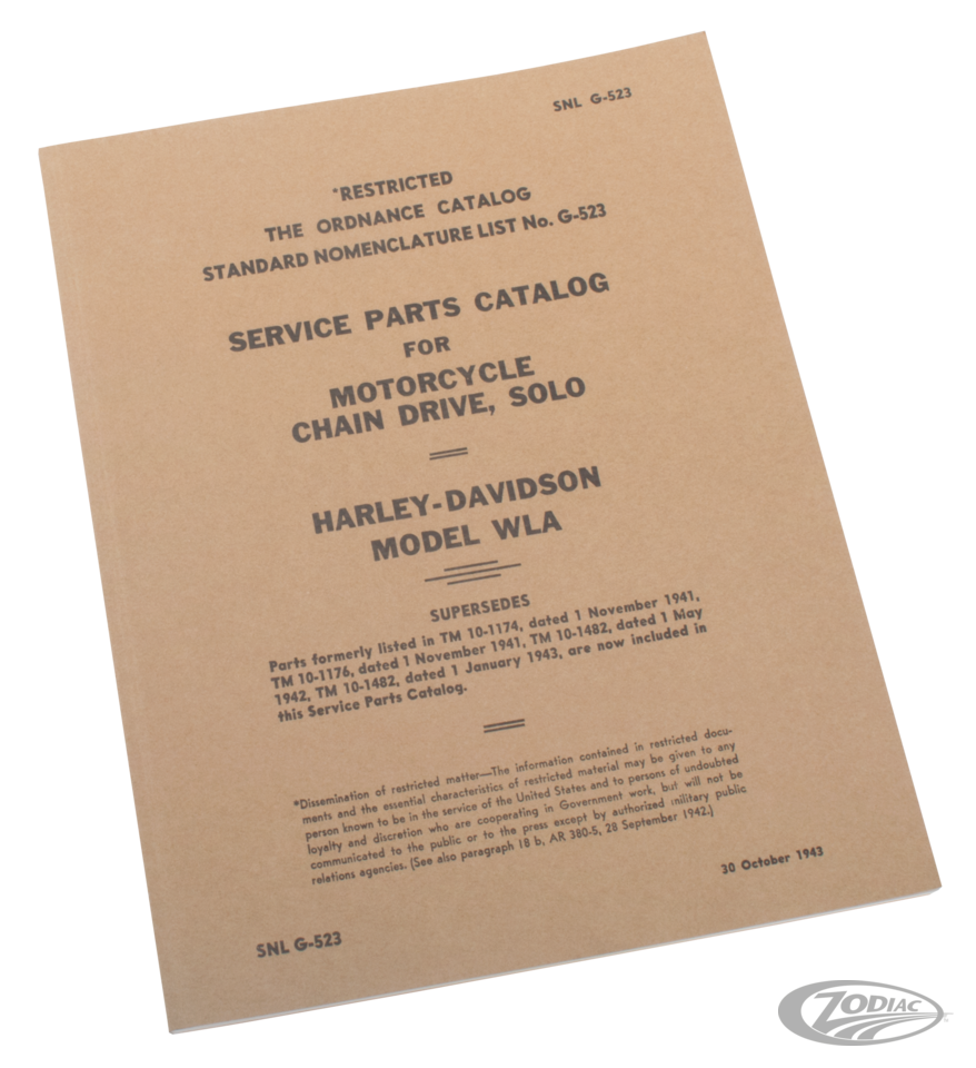 Service parts catalog WLA models For Harley-Davidson