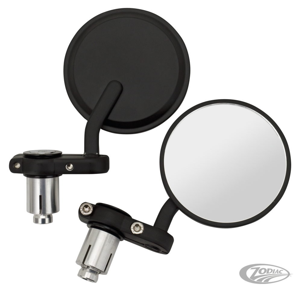 GZP Solo black 1" bar-end cafe mirrors For Harley-Davidson