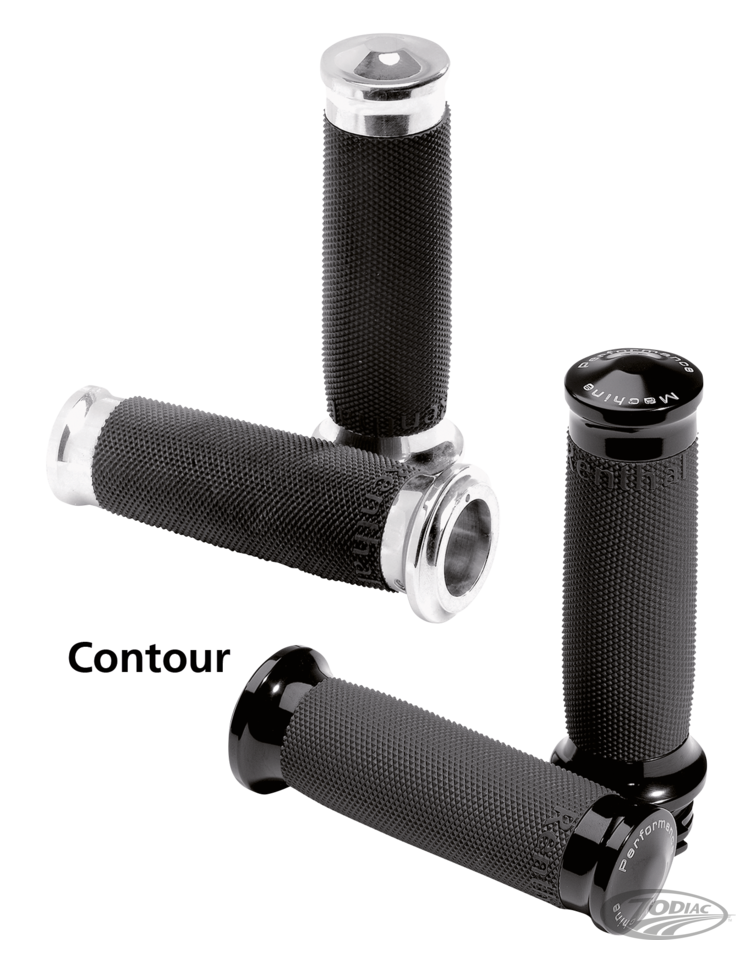 PM Contour renthal wrapped grips, chrome For Harley-Davidson