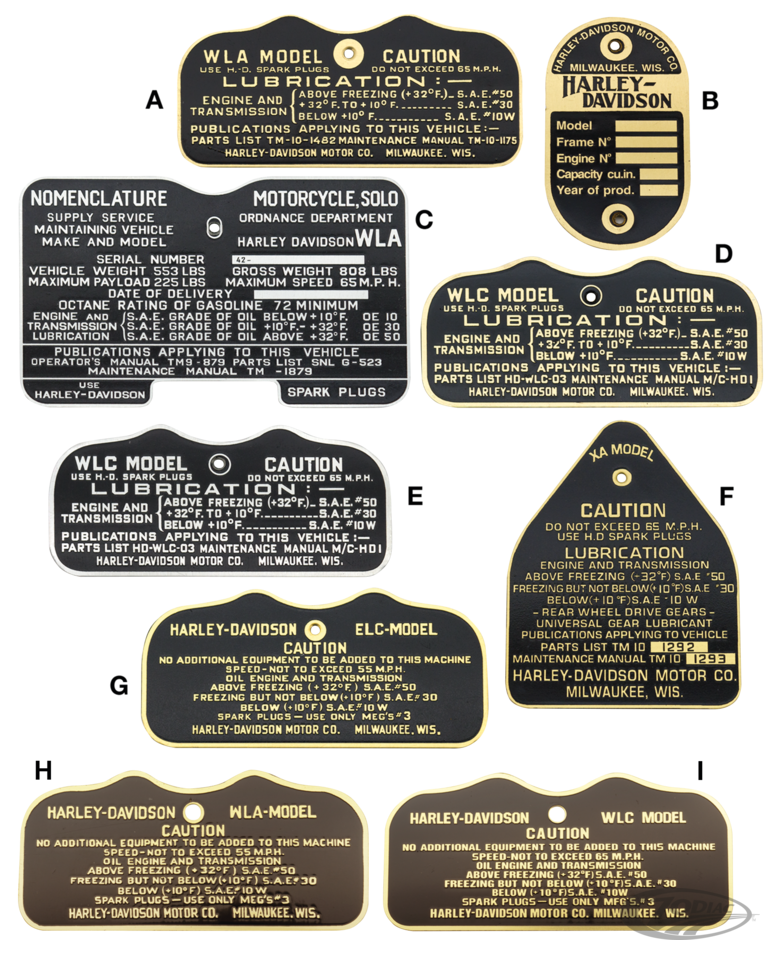 cautionplate brass,ELC,military knuckle For Harley-Davidson