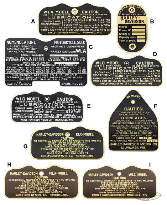 cautionplate brass,ELC,military knuckle For Harley-Davidson