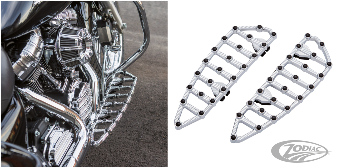 Ness MX Billet Floorboards - Chrome For Harley-Davidson