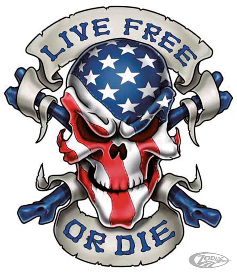 LIVE FREE OR DIE SKULL 6X8IN DECAL For Harley-Davidson