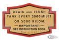 Each Oil tank decal FLH style Drain&flsh For Harley-Davidson