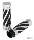 GZP Swirl style grips Chrome dual cable For Harley-Davidson