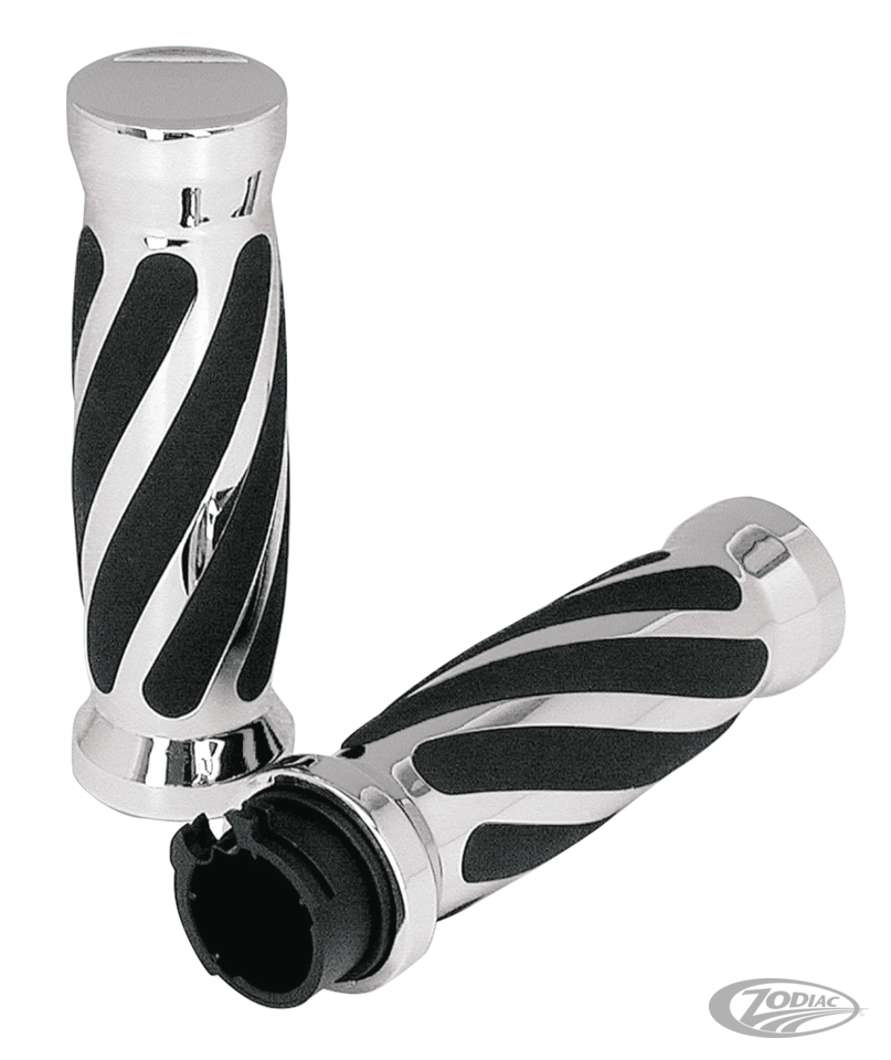 GZP Swirl style grips Chrome dual cable For Harley-Davidson