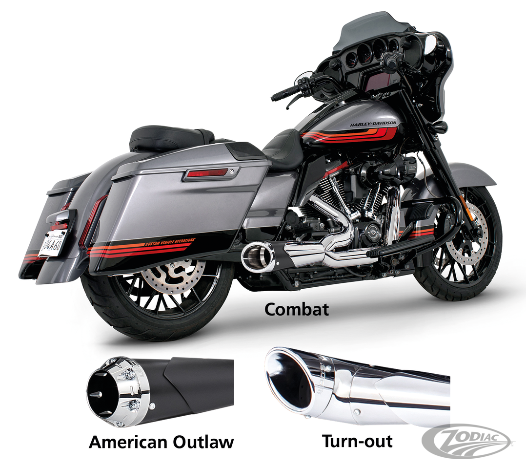 COMBAT 2-1 SHORTY CHR/CHR FLH/T17-UP For Harley-Davidson