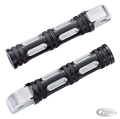 GZP Black edge cut passenger footpegs For Harley-Davidson