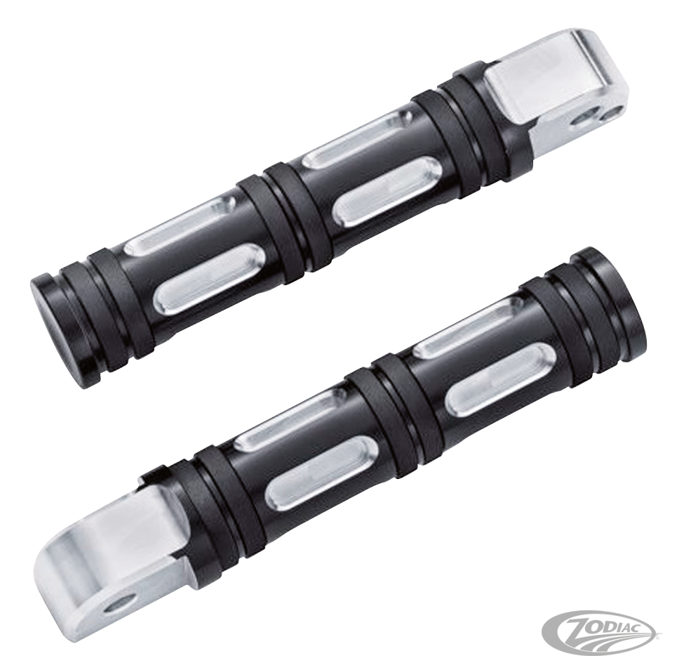 GZP Black edge cut passenger footpegs For Harley-Davidson