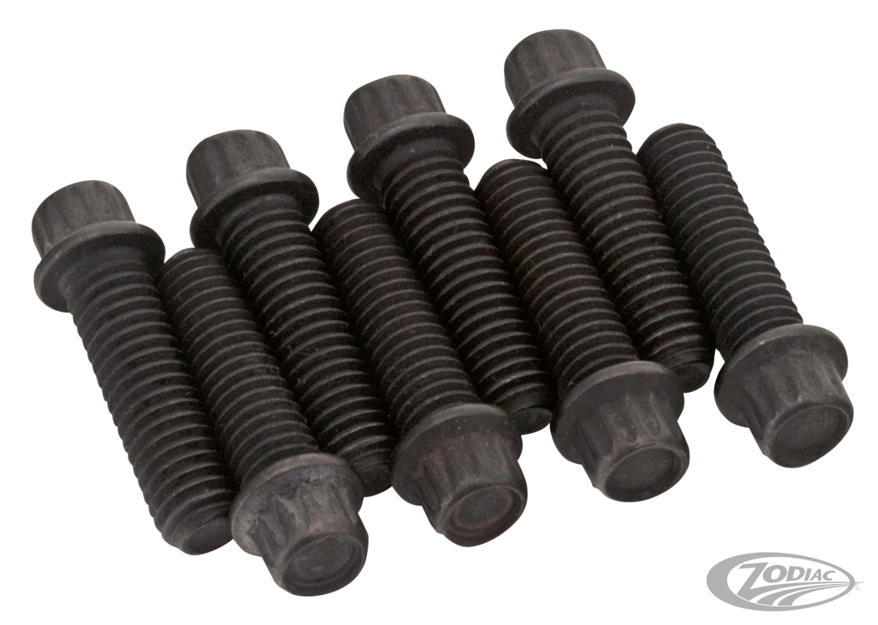 Black 12-Pnt screws 1/4-24 set/8 For Harley-Davidson