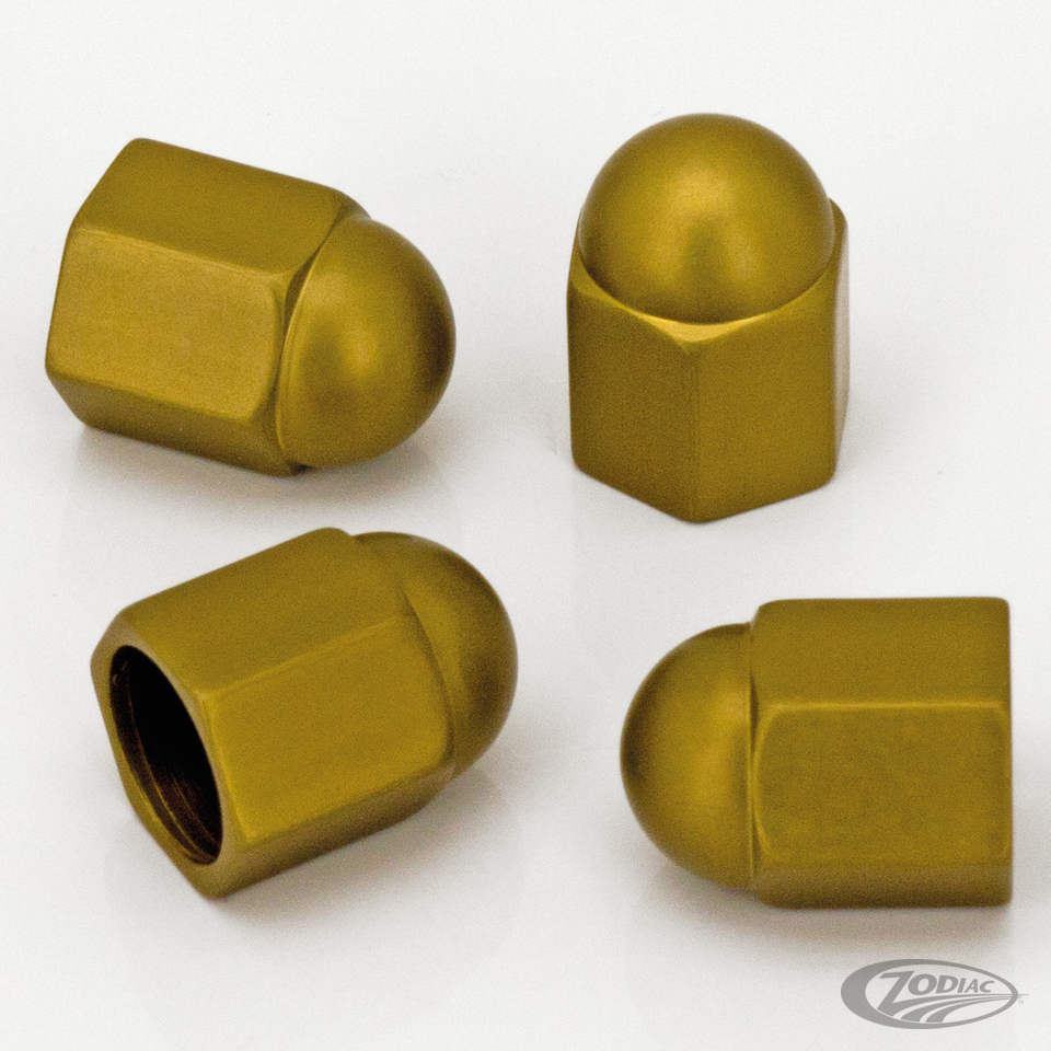 4Pck AcornNut Design Valve Stem Cap Gold For Harley-Davidson