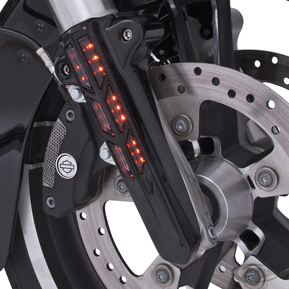 Lower Leg Cvr Blk w/AMBR LED FLH/T14-UP For Harley-Davidson