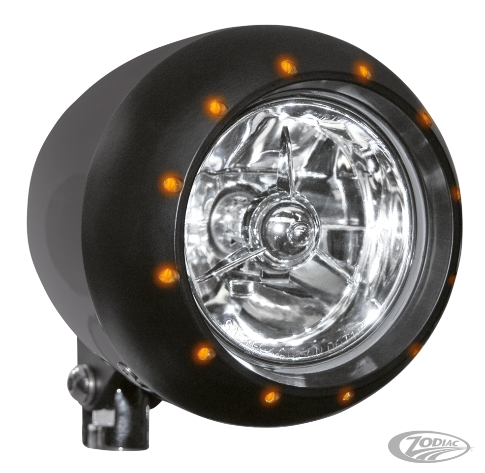 Blck Alien headled headlight w/turnsignl For Harley-Davidson