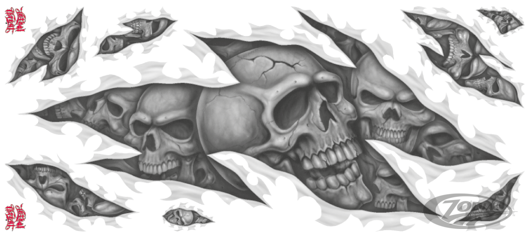 SKULL SET RIGHT DECAL 12"X28" For Harley-Davidson