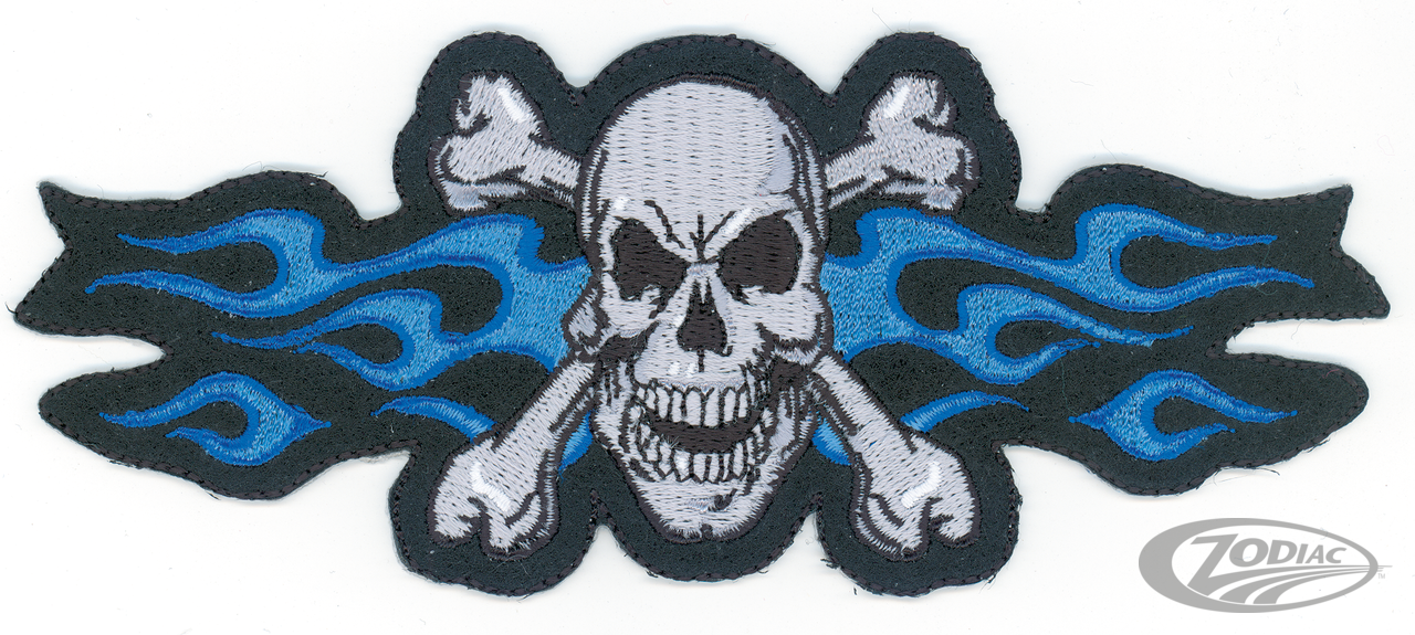 Blue Flame Skull Mini Patch For Harley-Davidson