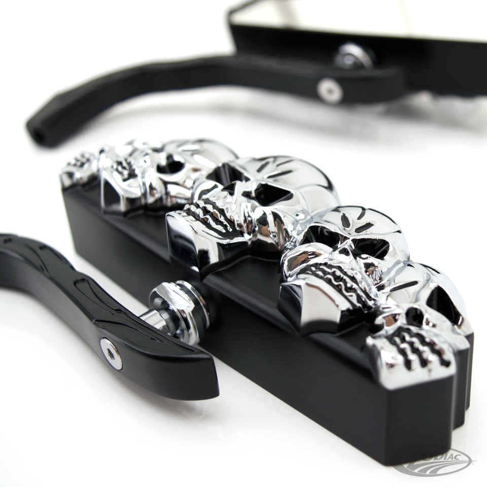 GZP Black Skull vision mirror set For Harley-Davidson