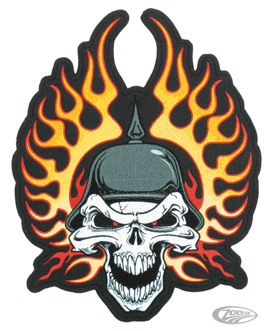 Flame helmet Skull patch 9"x12.5" For Harley-Davidson