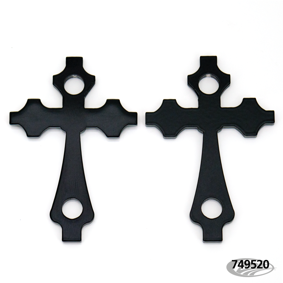 Gothic Cross 2 2" Tankrisers black For Harley-Davidson