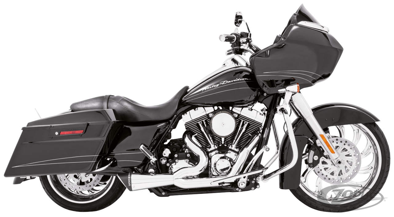 COMBAT 2-1 SHORTY Ch/BK SCULP FLH/T17-UP For Harley-Davidson