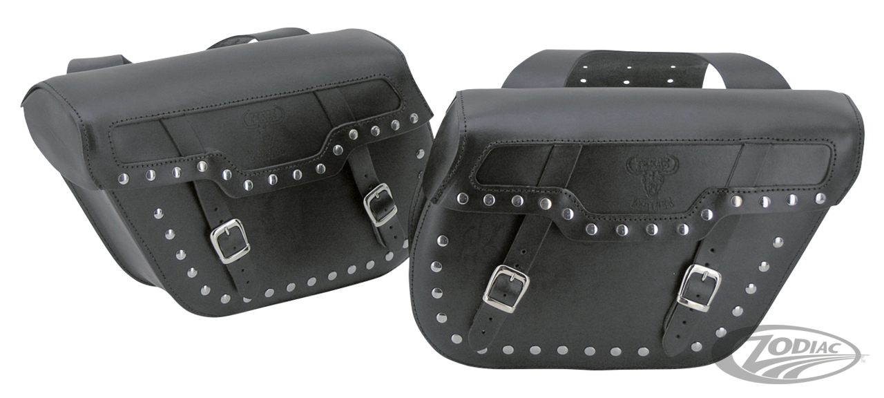 Texas Leather saddlebags 10L, studded For Harley-Davidson